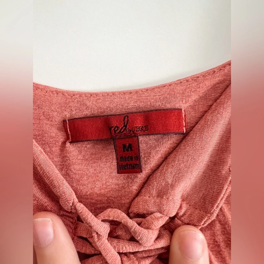 BKE Ruched Lace Up Tank Top Medium Dusty Rose Fitted Y2K - Picture 4 of 5